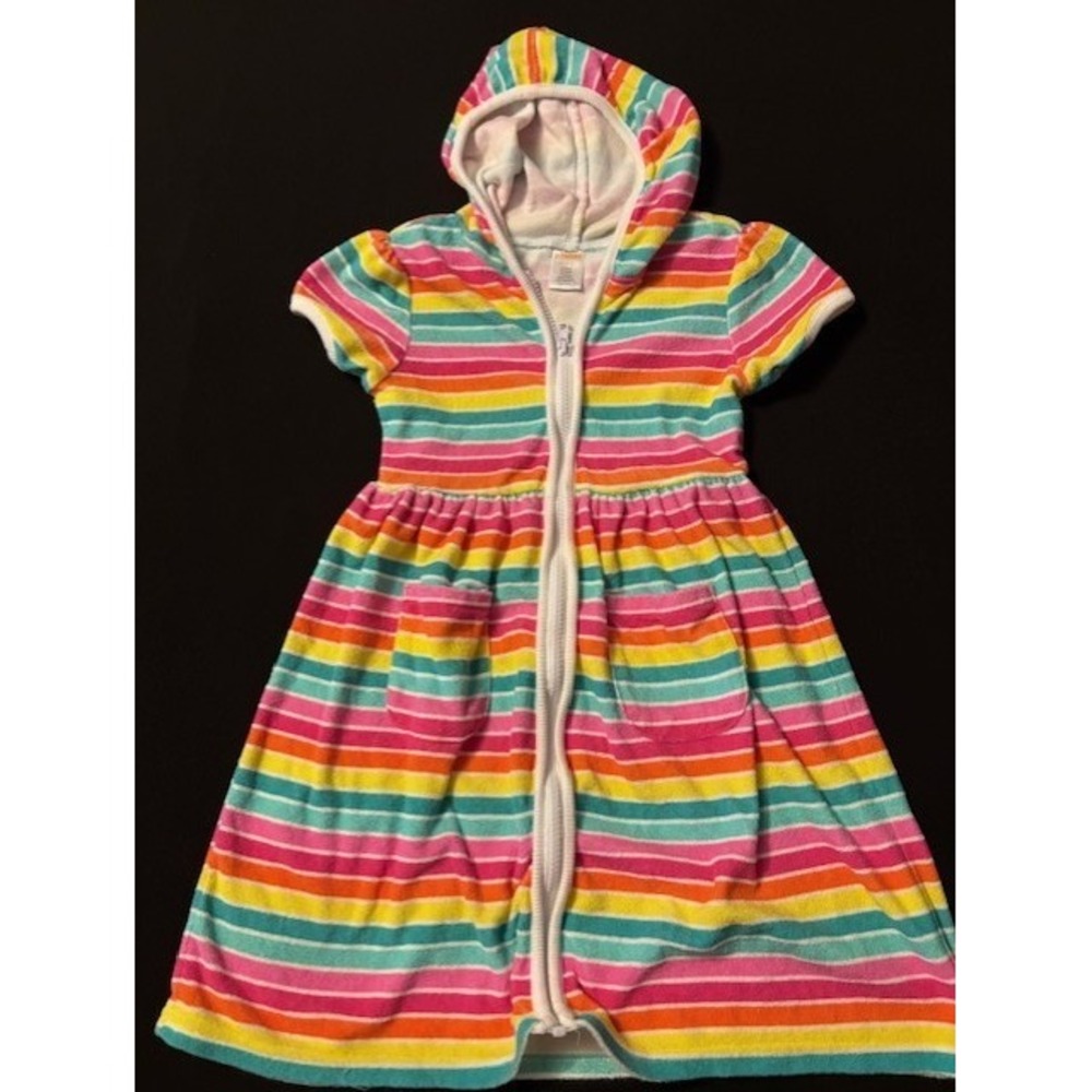Gymboree girls size 7/8 striped terrycloth beach coverup full zip with pockets